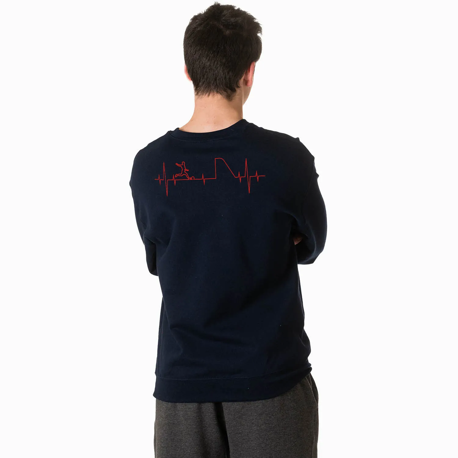 Soccer Crewneck Sweatshirt - Soccer Heartbeat (Back Design) 
